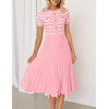 image:imageZESICA Women Striped Crewneck Short Sleeve Elegant Midi DressPink