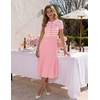 image:imageZESICA Women Striped Crewneck Short Sleeve Elegant Midi DressPink