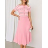 image:imageZESICA Women Striped Crewneck Short Sleeve Elegant Midi DressPink