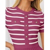 image:imageZESICA Women Striped Crewneck Short Sleeve Elegant Midi DressPlum