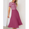 image:imageZESICA Women Striped Crewneck Short Sleeve Elegant Midi DressPlum