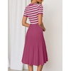 image:imageZESICA Women Striped Crewneck Short Sleeve Elegant Midi DressPlum