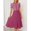 image:imageZESICA Women Striped Crewneck Short Sleeve Elegant Midi DressPlum