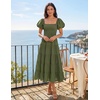 image:imageZESICA Women Summer Puff Sleeve Boho Wedding Guest Midi DressArmy Green