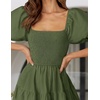 image:imageZESICA Women Summer Puff Sleeve Boho Wedding Guest Midi DressArmy Green