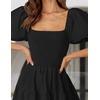 image:imageZESICA Women Summer Puff Sleeve Boho Wedding Guest Midi DressBlack