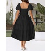 image:imageZESICA Women Summer Puff Sleeve Boho Wedding Guest Midi DressBlack