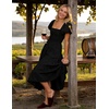 image:imageZESICA Women Summer Puff Sleeve Boho Wedding Guest Midi DressBlack
