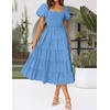 image:imageZESICA Women Summer Puff Sleeve Boho Wedding Guest Midi DressBlue
