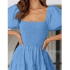 image:imageZESICA Women Summer Puff Sleeve Boho Wedding Guest Midi DressBlue