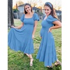 image:imageZESICA Women Summer Puff Sleeve Boho Wedding Guest Midi DressBlue