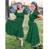 image:imageZESICA Women Summer Puff Sleeve Boho Wedding Guest Midi DressForest Green