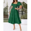 image:imageZESICA Women Summer Puff Sleeve Boho Wedding Guest Midi DressForest Green