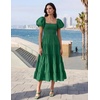 image:imageZESICA Women Summer Puff Sleeve Boho Wedding Guest Midi DressForest Green