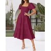 image:imageZESICA Women Summer Puff Sleeve Boho Wedding Guest Midi DressFuchsia