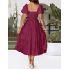 image:imageZESICA Women Summer Puff Sleeve Boho Wedding Guest Midi DressFuchsia