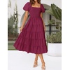image:imageZESICA Women Summer Puff Sleeve Boho Wedding Guest Midi DressFuchsia