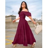image:imageZESICA Women Summer Puff Sleeve Boho Wedding Guest Midi DressFuchsia