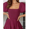 image:imageZESICA Women Summer Puff Sleeve Boho Wedding Guest Midi DressFuchsia