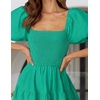 image:imageZESICA Women Summer Puff Sleeve Boho Wedding Guest Midi DressGreen