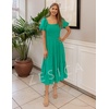 image:imageZESICA Women Summer Puff Sleeve Boho Wedding Guest Midi DressGreen