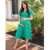 image:imageZESICA Women Summer Puff Sleeve Boho Wedding Guest Midi DressGreen