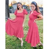 image:imageZESICA Women Summer Puff Sleeve Boho Wedding Guest Midi DressHot Pink