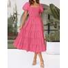 image:imageZESICA Women Summer Puff Sleeve Boho Wedding Guest Midi DressHot Pink