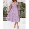 image:imageZESICA Women Summer Puff Sleeve Boho Wedding Guest Midi DressLight Purple