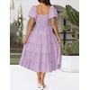 image:imageZESICA Women Summer Puff Sleeve Boho Wedding Guest Midi DressLight Purple