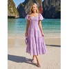 image:imageZESICA Women Summer Puff Sleeve Boho Wedding Guest Midi DressLight Purple