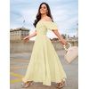 image:imageZESICA Women Summer Puff Sleeve Boho Wedding Guest Midi DressLight Yellow