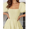 image:imageZESICA Women Summer Puff Sleeve Boho Wedding Guest Midi DressLight Yellow