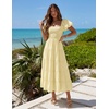 image:imageZESICA Women Summer Puff Sleeve Boho Wedding Guest Midi DressLight Yellow