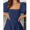 image:imageZESICA Women Summer Puff Sleeve Boho Wedding Guest Midi DressNavy