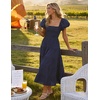 image:imageZESICA Women Summer Puff Sleeve Boho Wedding Guest Midi DressNavy