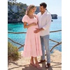 image:imageZESICA Women Summer Puff Sleeve Boho Wedding Guest Midi DressPink