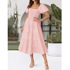 image:imageZESICA Women Summer Puff Sleeve Boho Wedding Guest Midi DressPink