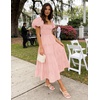 image:imageZESICA Women Summer Puff Sleeve Boho Wedding Guest Midi DressPink