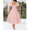 image:imageZESICA Women Summer Puff Sleeve Boho Wedding Guest Midi DressPink