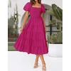 image:imageZESICA Women Summer Puff Sleeve Boho Wedding Guest Midi DressRose