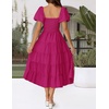 image:imageZESICA Women Summer Puff Sleeve Boho Wedding Guest Midi DressRose
