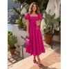 image:imageZESICA Women Summer Puff Sleeve Boho Wedding Guest Midi DressRose