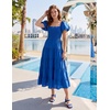 image:imageZESICA Women Summer Puff Sleeve Boho Wedding Guest Midi DressRoyal Blue
