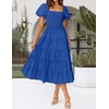 image:imageZESICA Women Summer Puff Sleeve Boho Wedding Guest Midi DressRoyal Blue