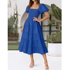 image:imageZESICA Women Summer Puff Sleeve Boho Wedding Guest Midi DressRoyal Blue