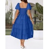 image:imageZESICA Women Summer Puff Sleeve Boho Wedding Guest Midi DressRoyal Blue