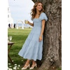 image:imageZESICA Women Summer Puff Sleeve Boho Wedding Guest Midi DressSky Blue