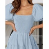 image:imageZESICA Women Summer Puff Sleeve Boho Wedding Guest Midi DressSky Blue