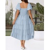 image:imageZESICA Women Summer Puff Sleeve Boho Wedding Guest Midi DressSky Blue
